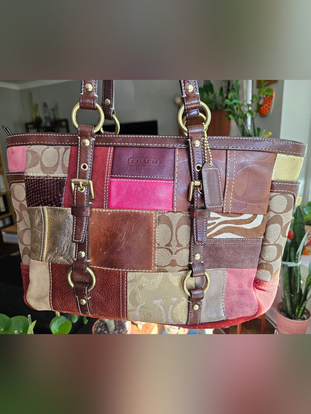 ✨️ Vintage Coach Holiday Collection Patchwork Tote Bag Style #10437 Y2K ✨️